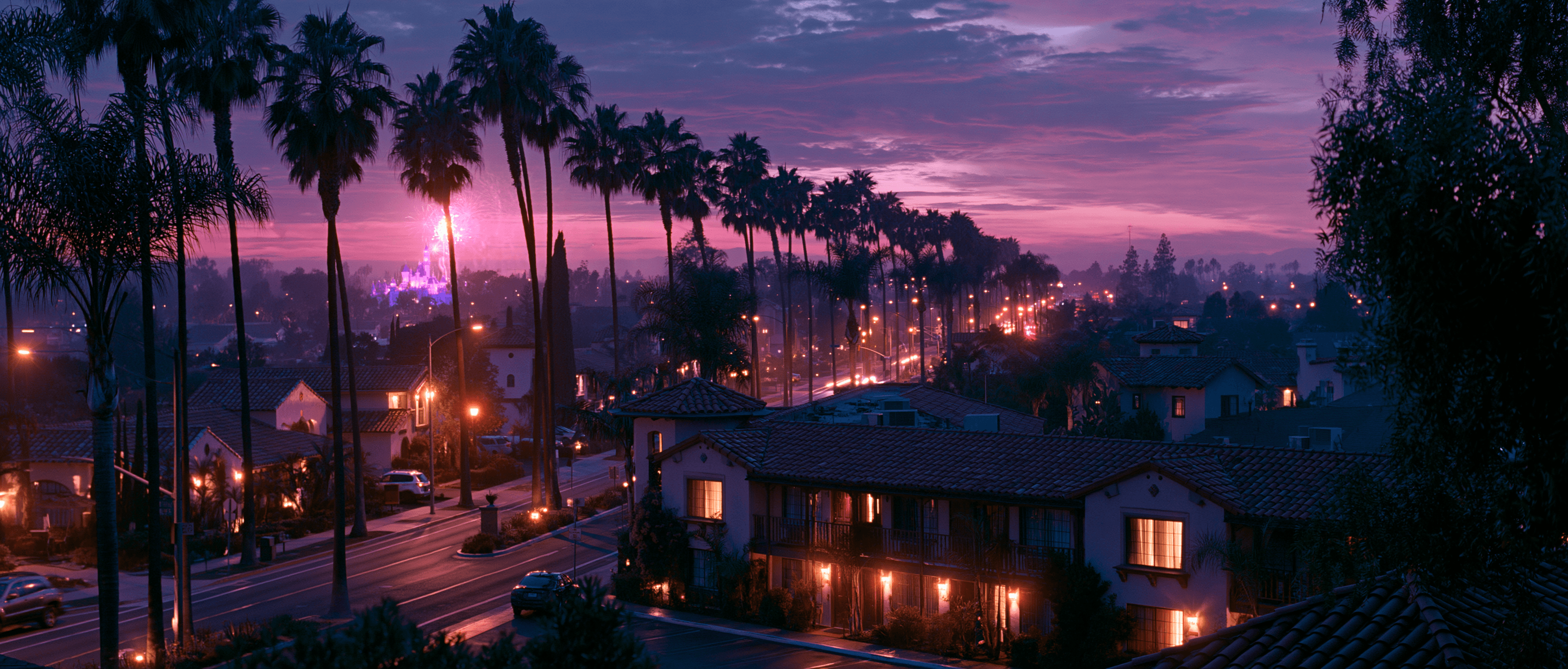 Anaheim Latin dance scene at twilight