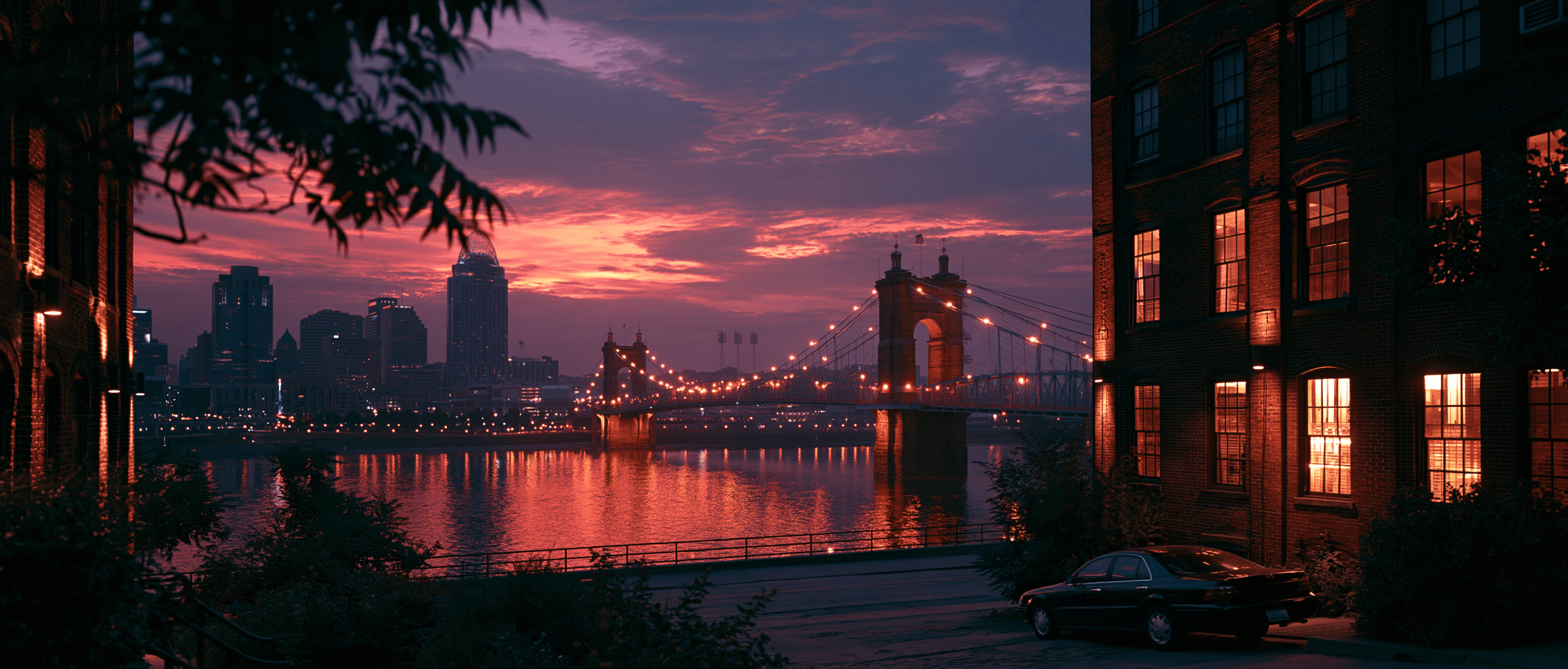 Cincinnati Latin dance scene at twilight